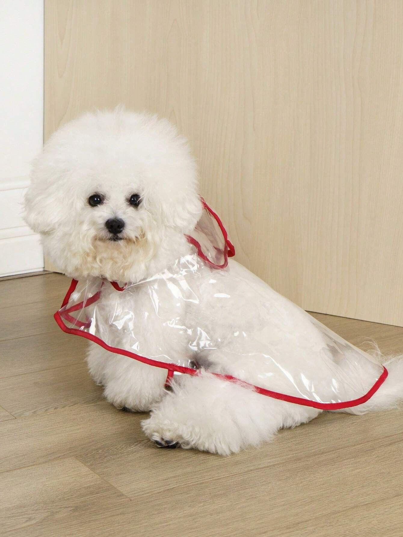 Transparent Waterproof Pet Raincoat – Pink Trim Outdoor Jacket for Cats & Dogs