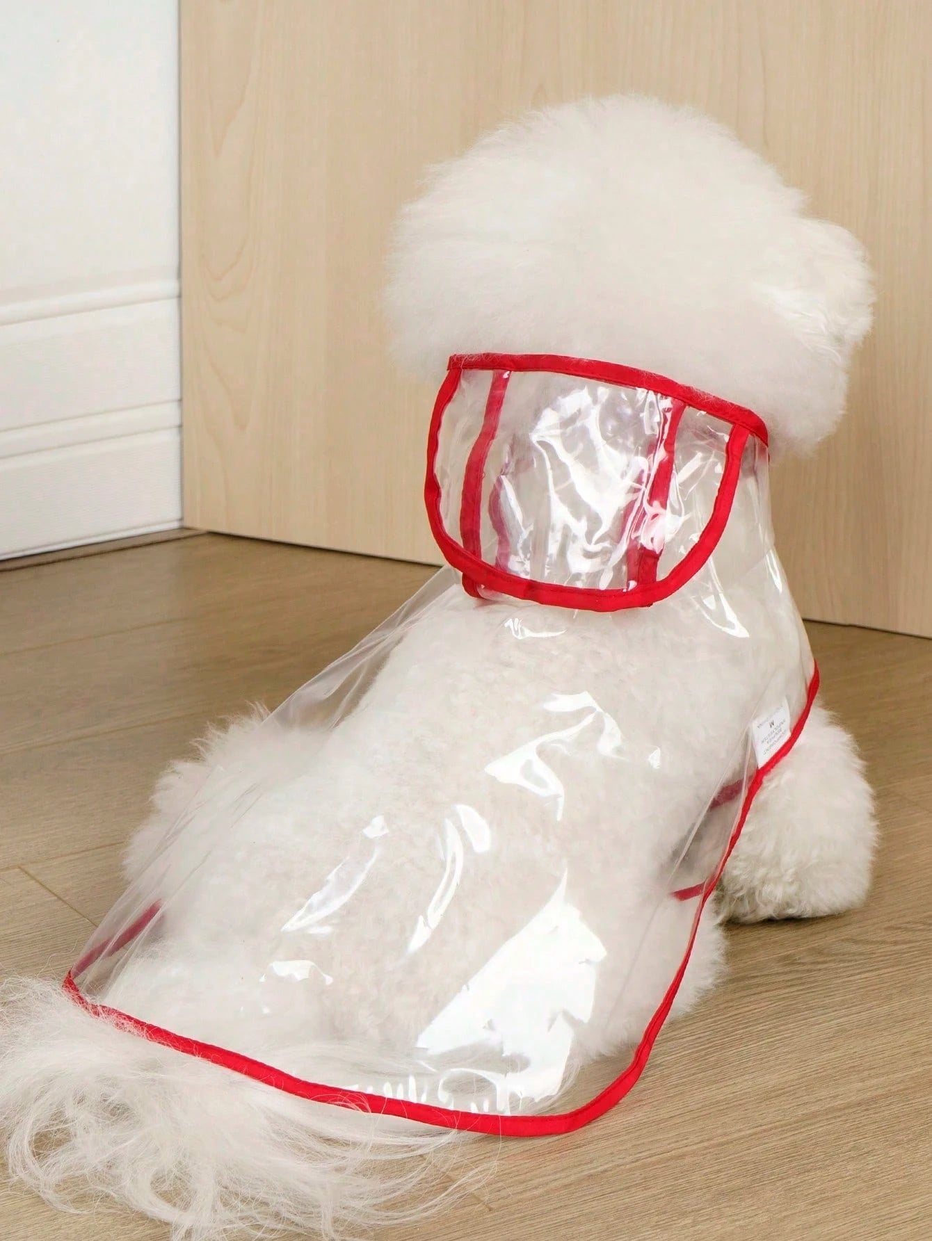 Transparent Waterproof Pet Raincoat – Pink Trim Outdoor Jacket for Cats & Dogs
