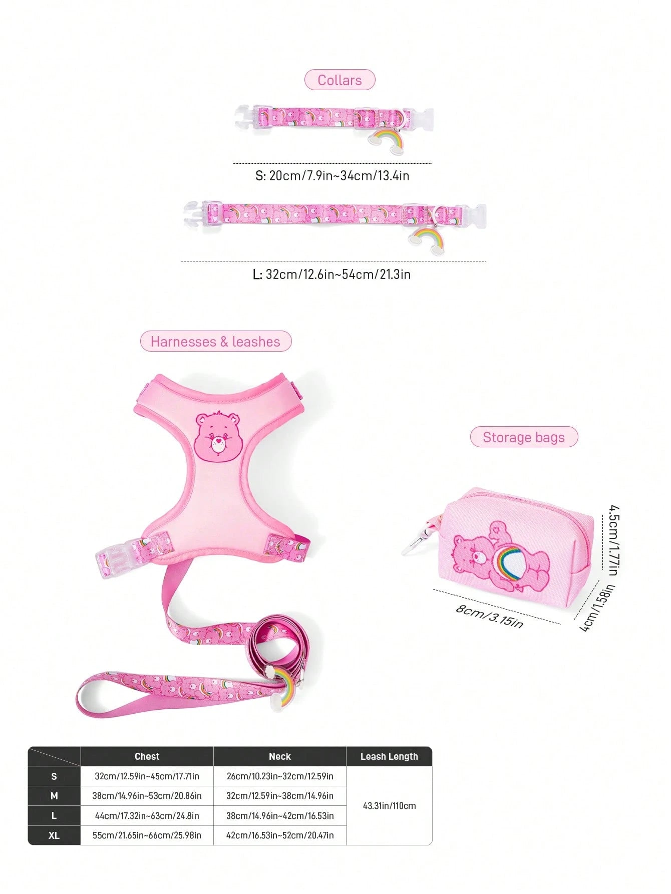 Care Bears Cat & Dog Collar – Cartoon Pet Collar for Daily Walks