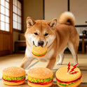 Hamburger Squeaky Dog Toy | Durable Plush Chew Toy for Dental Care & Training
