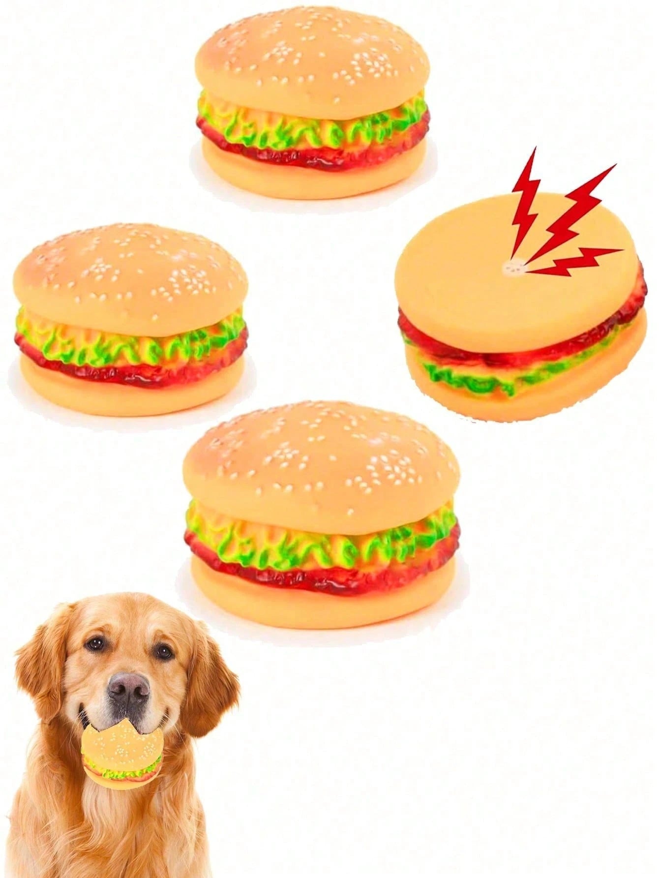 Hamburger Squeaky Dog Toy | Durable Plush Chew Toy for Dental Care & Training