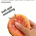 Hamburger Squeaky Dog Toy | Durable Plush Chew Toy for Dental Care & Training