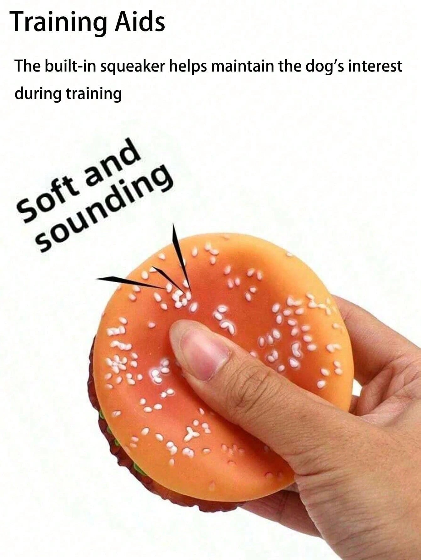 Hamburger Squeaky Dog Toy | Durable Plush Chew Toy for Dental Care & Training