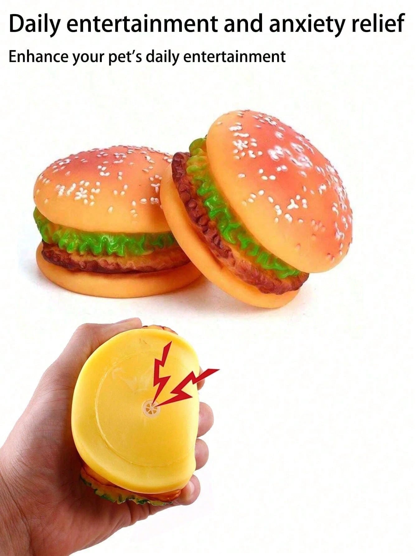 Hamburger Squeaky Dog Toy | Durable Plush Chew Toy for Dental Care & Training