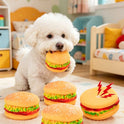 Hamburger Squeaky Dog Toy | Durable Plush Chew Toy for Dental Care & Training