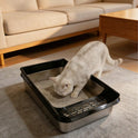 Stainless Steel Semi-Enclosed Cat Litter Box with Scoop