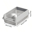 Stainless Steel Semi-Enclosed Cat Litter Box with Scoop