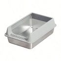 Stainless Steel Semi-Enclosed Cat Litter Box with Scoop