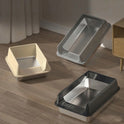 Stainless Steel Semi-Enclosed Cat Litter Box with Scoop