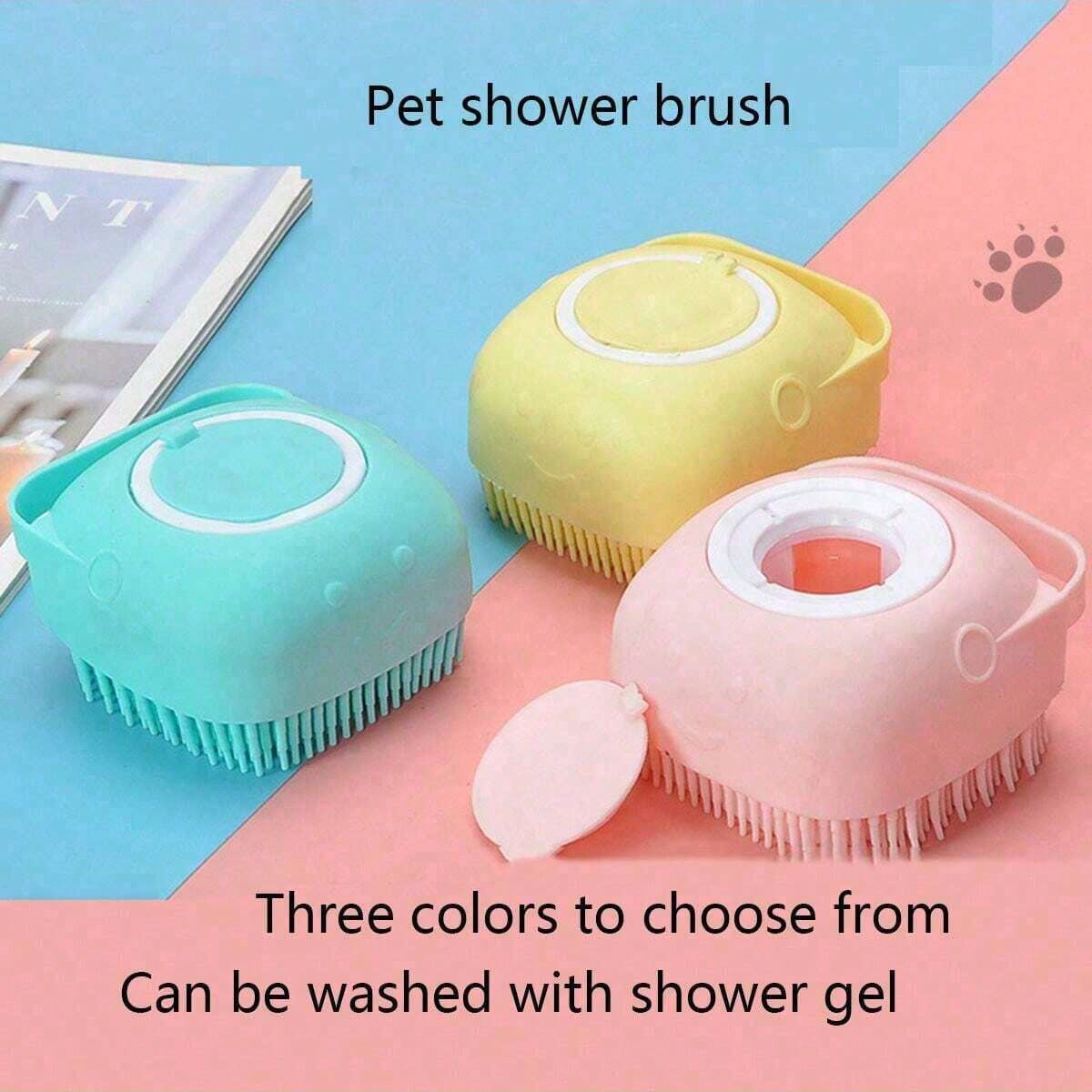 Soft Silicone Pet Bath Brush Scrubber – Grooming Shampoo & Massage Dispenser