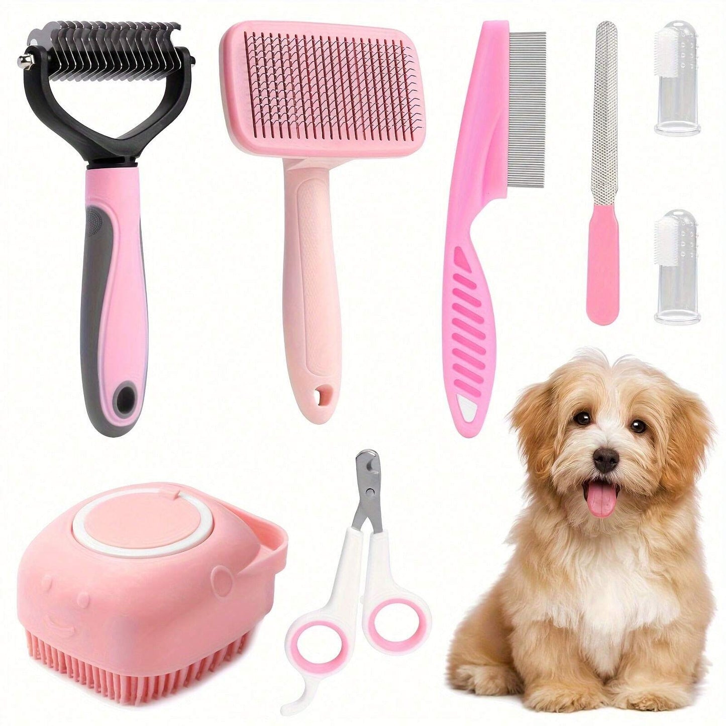 8-Piece Dog & Cat Grooming Kit | Complete Pet Care Set