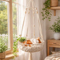 Bohemian Cat Hammock Bed – Handmade Hanging Swing for Cats & Dogs | All Seasons