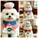 Cute Cat & Dog Barista Apron Collar & Chef Hat Set