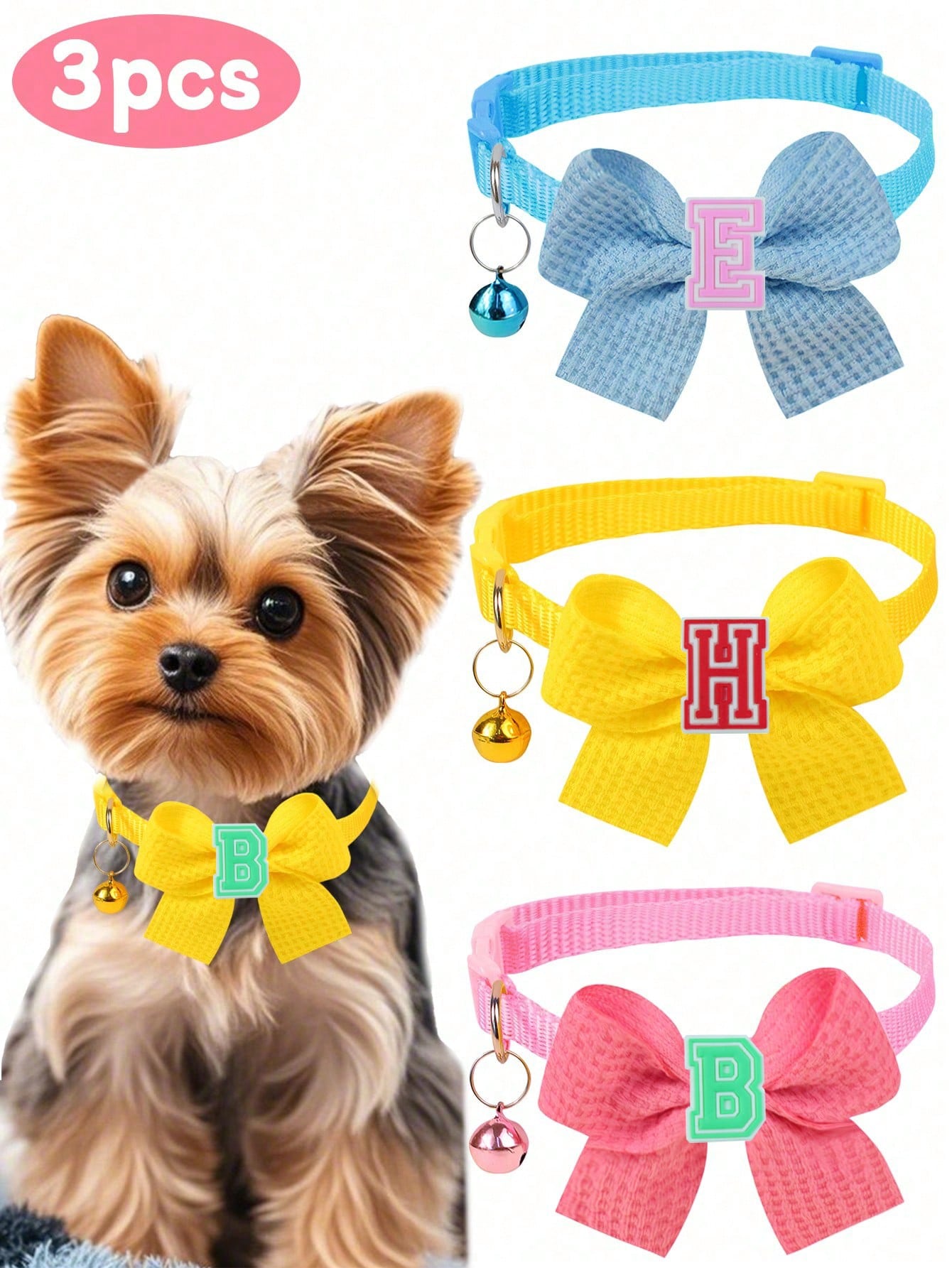 3pcs Adjustable Plaid Bow Tie Pet Collars – Stylish Daily Wear for Dogs & Cats