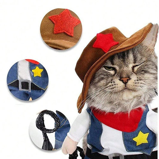 Funny Cowboy Pet Costume | Halloween Dog & Cat Outfit