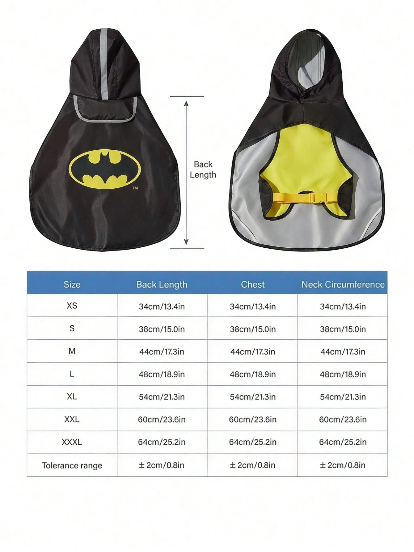 Batman x PETSIN Dog Raincoat – Waterproof Full-Body Rain Jacket for Dogs & Cats