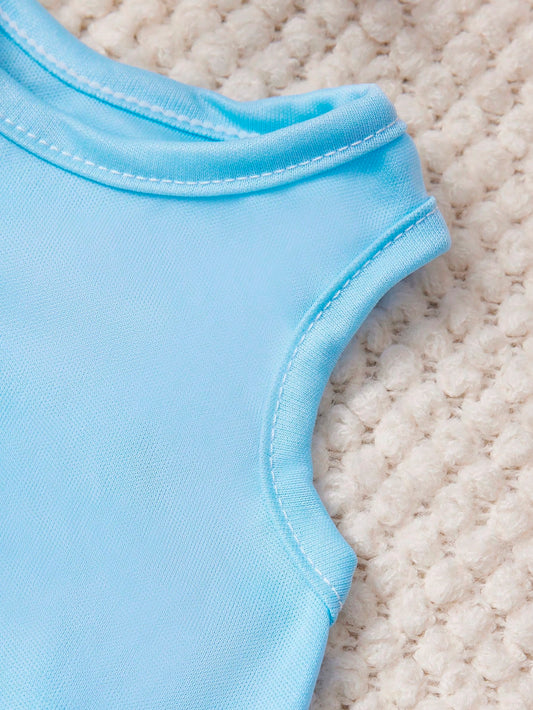 Blue Pet Tank Top for Cats & Dogs | MOM Letter Print
