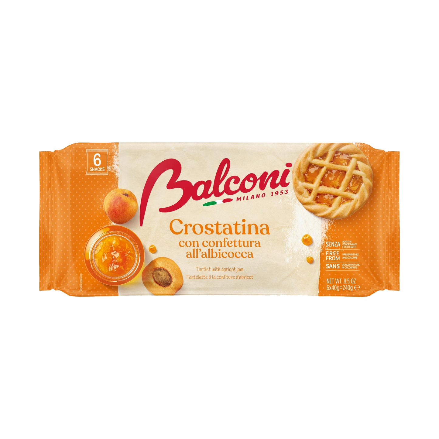 BALCONI Crostatina: Tartlets with Apricot Jam (40g) - 6 Pieces per box