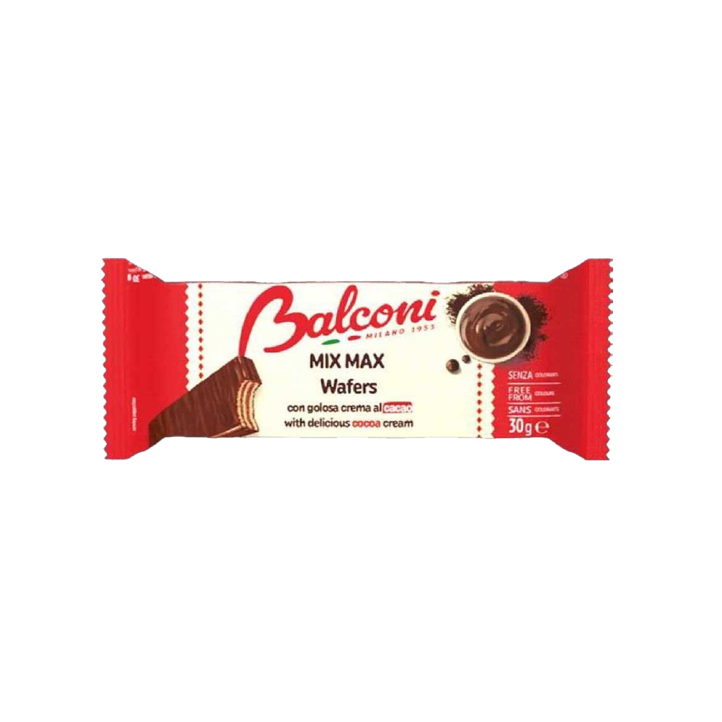 BALCONI Mix Max: Crispy Cocoa Wafer With Cocoa Cream (30g) - 28 Pieces per box