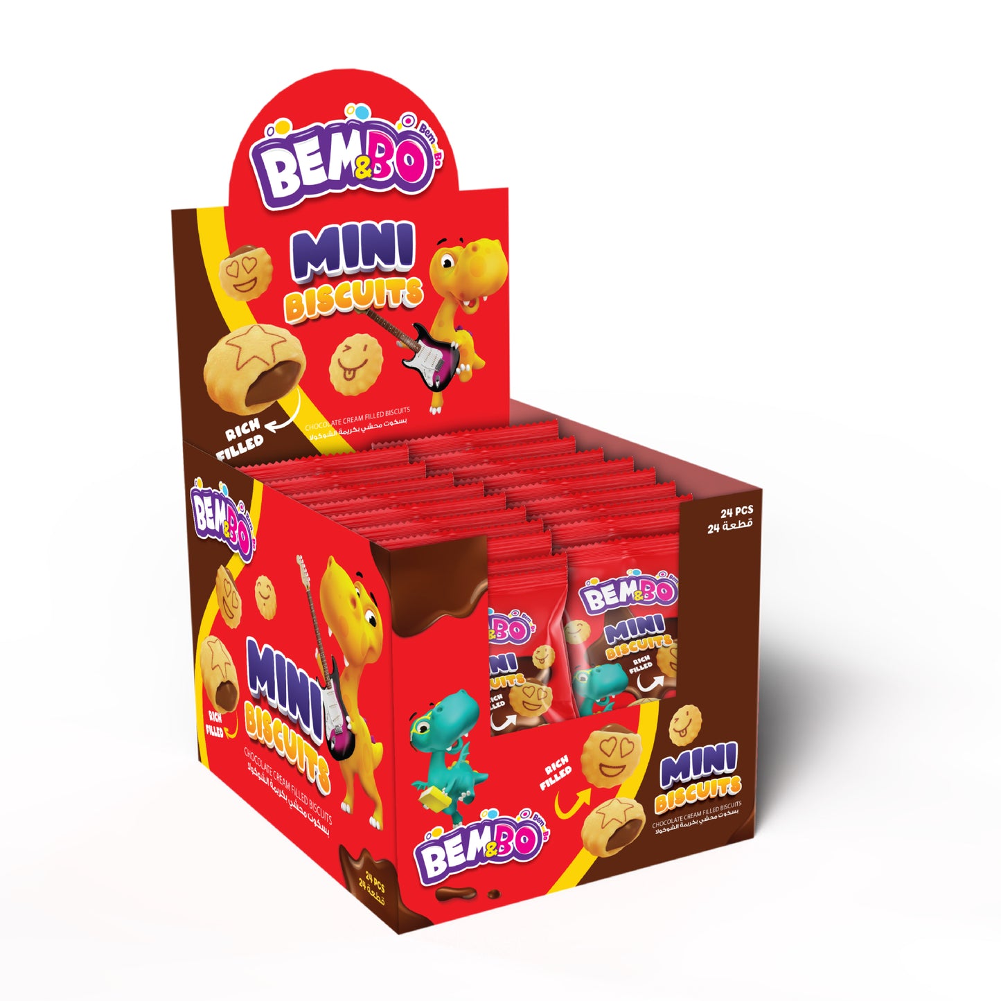 BEMBO Chocolate Cream Filled Mini Biscuits (15g) - 48 Pieces per box