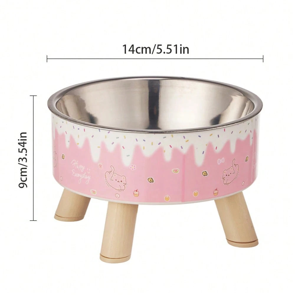 Elevated Stainless Steel Pet Bowl – Anti‑Spill Cat Feeding & Water Dish with Neck Protection