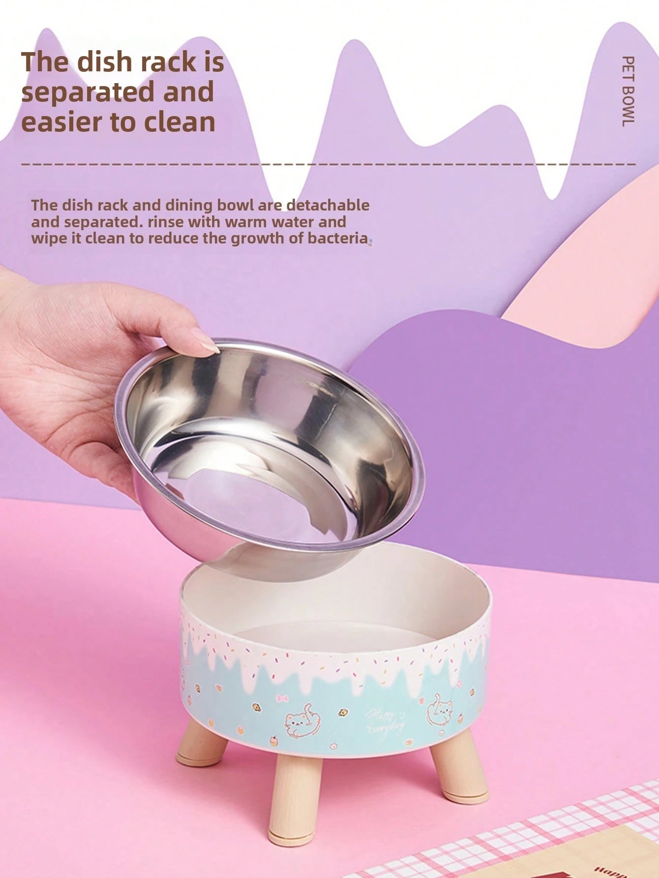 Elevated Stainless Steel Pet Bowl – Anti‑Spill Cat Feeding & Water Dish with Neck Protection
