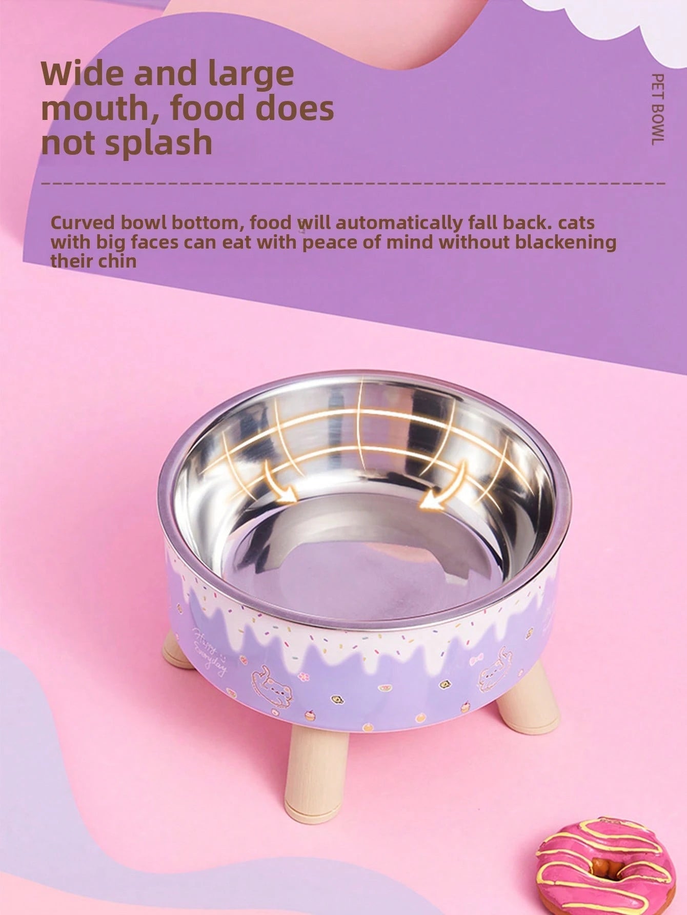 Elevated Stainless Steel Pet Bowl – Anti‑Spill Cat Feeding & Water Dish with Neck Protection