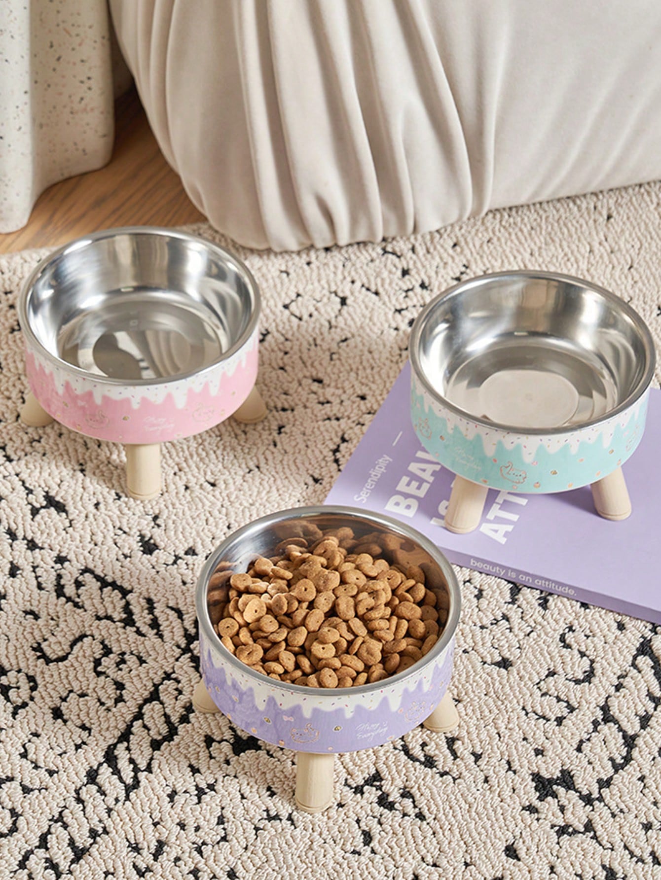 Elevated Stainless Steel Pet Bowl – Anti‑Spill Cat Feeding & Water Dish with Neck Protection