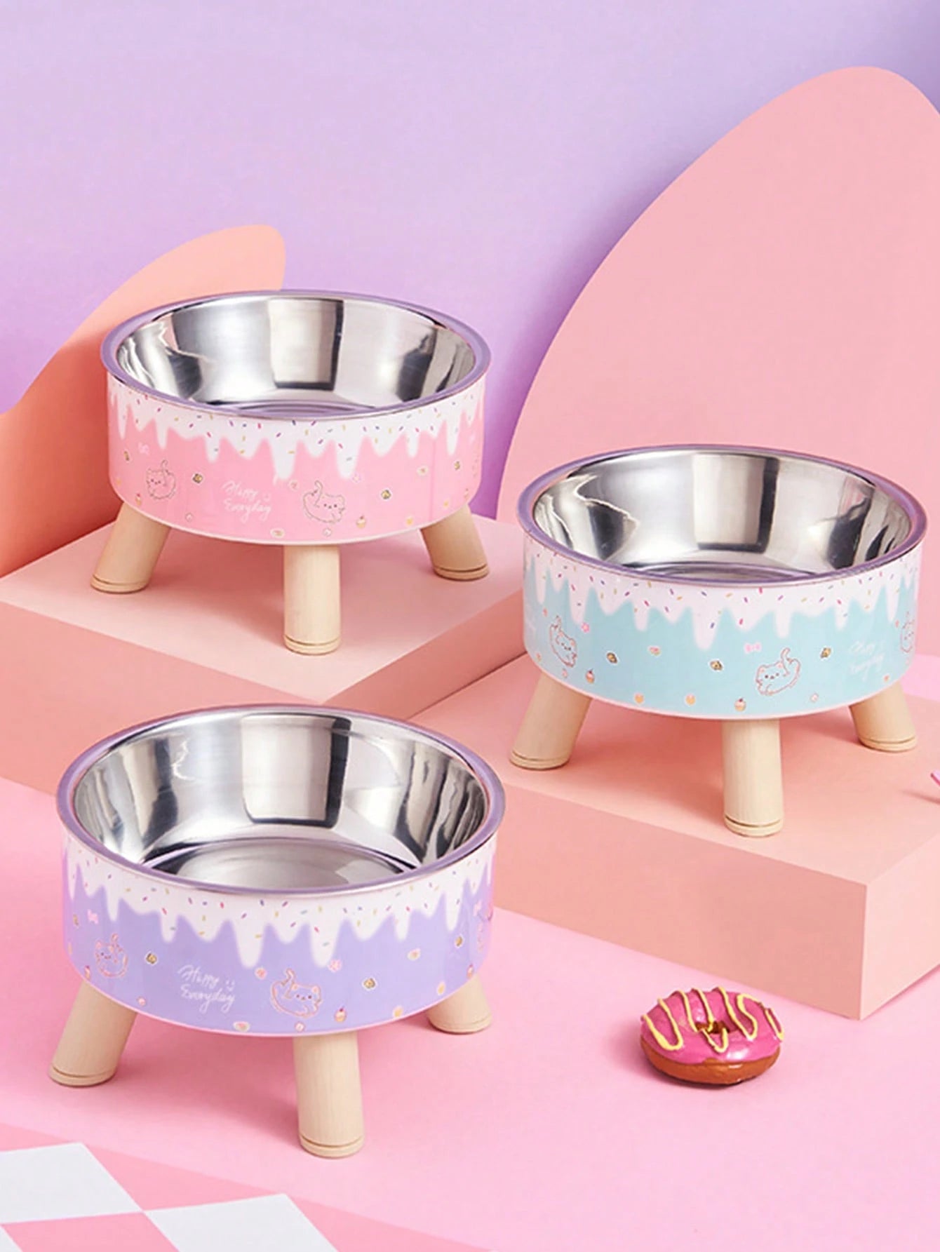Elevated Stainless Steel Pet Bowl – Anti‑Spill Cat Feeding & Water Dish with Neck Protection