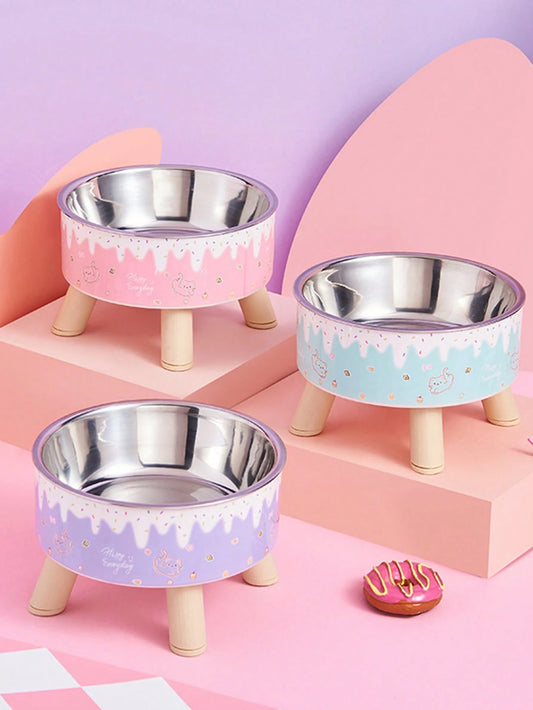 Elevated Stainless Steel Pet Bowl – Anti‑Spill Cat Feeding & Water Dish with Neck Protection