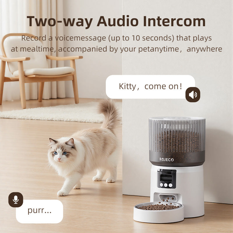 ROJECO Automatic Pet Feeder with 1080P Camera & WiFi  (No Adapter)