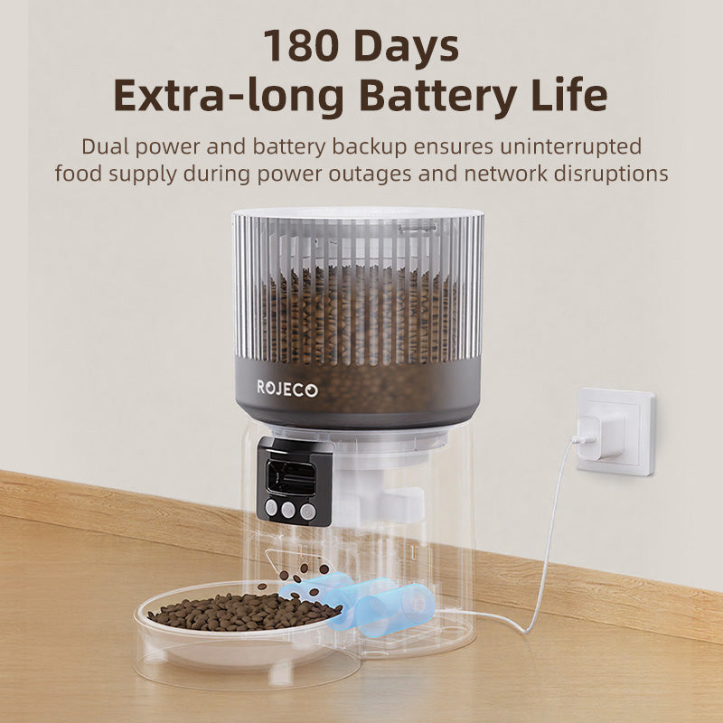 ROJECO Automatic Pet Feeder with 1080P Camera & WiFi  (No Adapter)