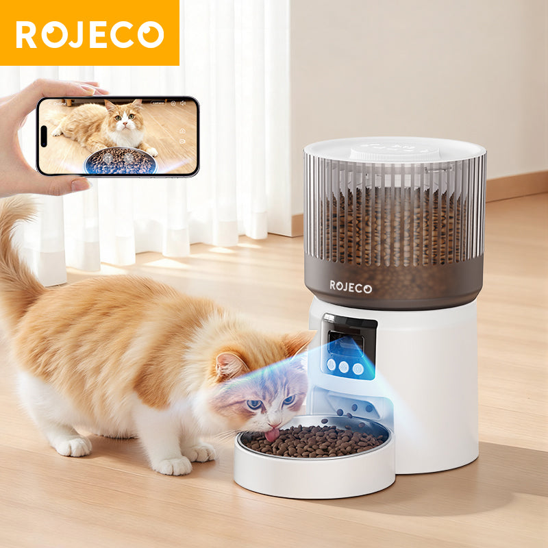 ROJECO Automatic Pet Feeder with 1080P Camera & WiFi  (No Adapter)