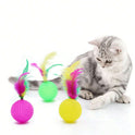Interactive Rainbow Feather Cat Balls | Colorful Cat Toy (Set of 6 Pieces)
