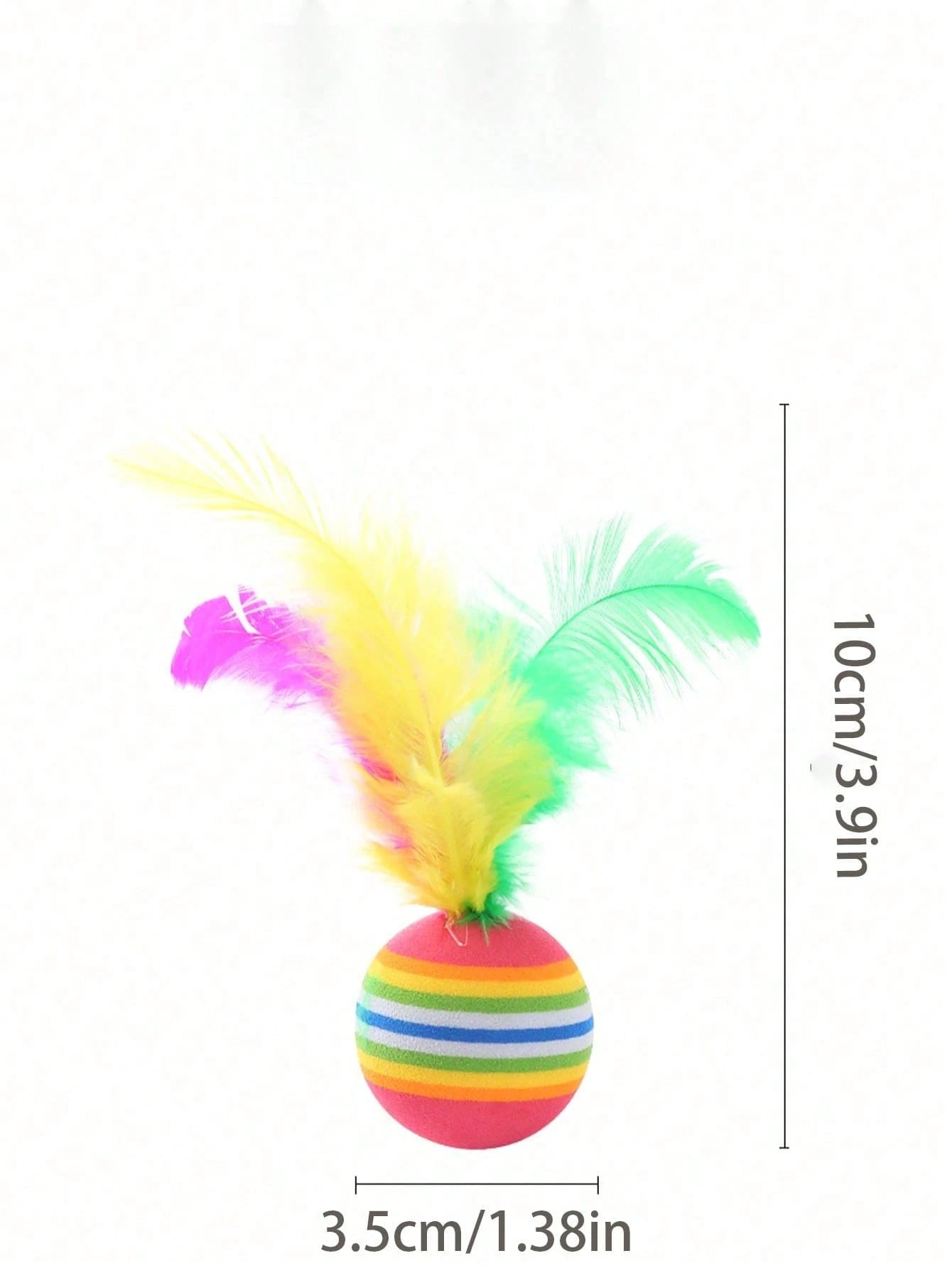 Interactive Rainbow Feather Cat Balls | Colorful Cat Toy (Set of 6 Pieces)