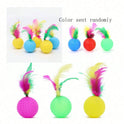 Interactive Rainbow Feather Cat Balls | Colorful Cat Toy (Set of 6 Pieces)