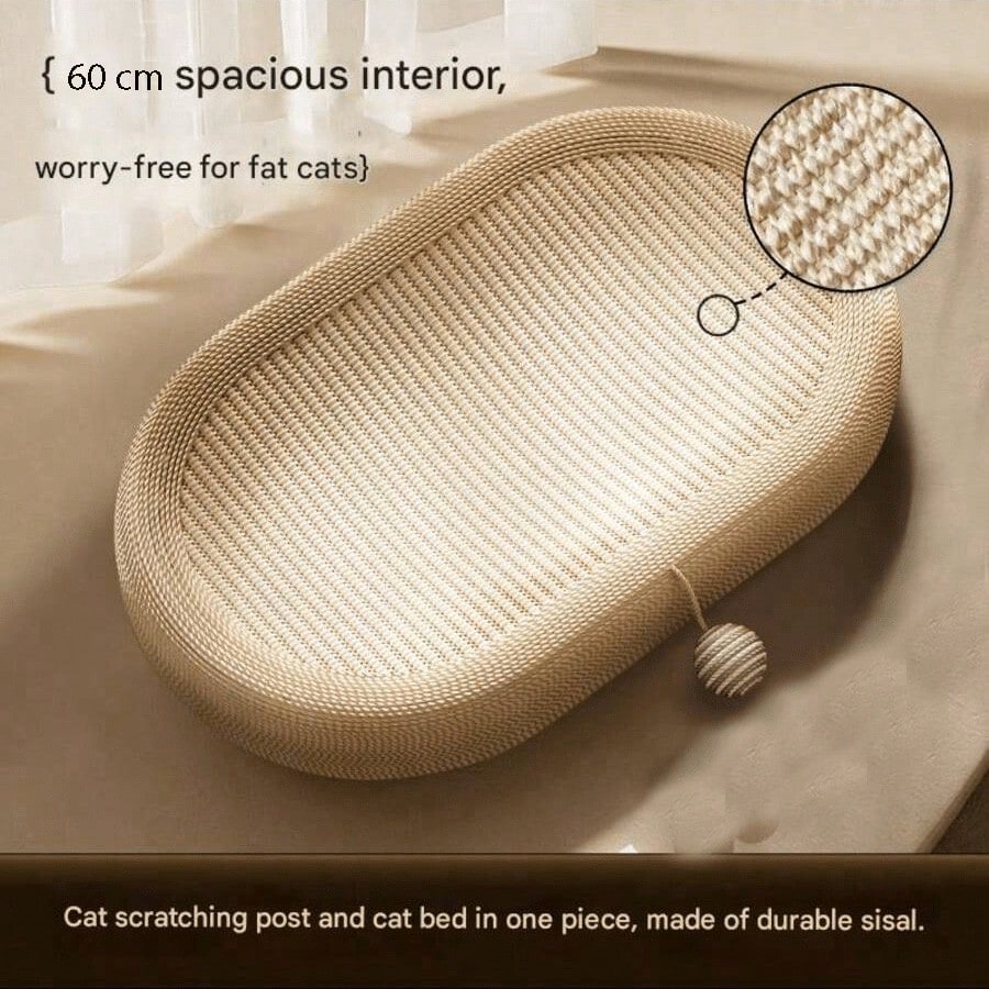 Oval Cat Scratching Board Bed | Natural Sisal Scratcher for Cats