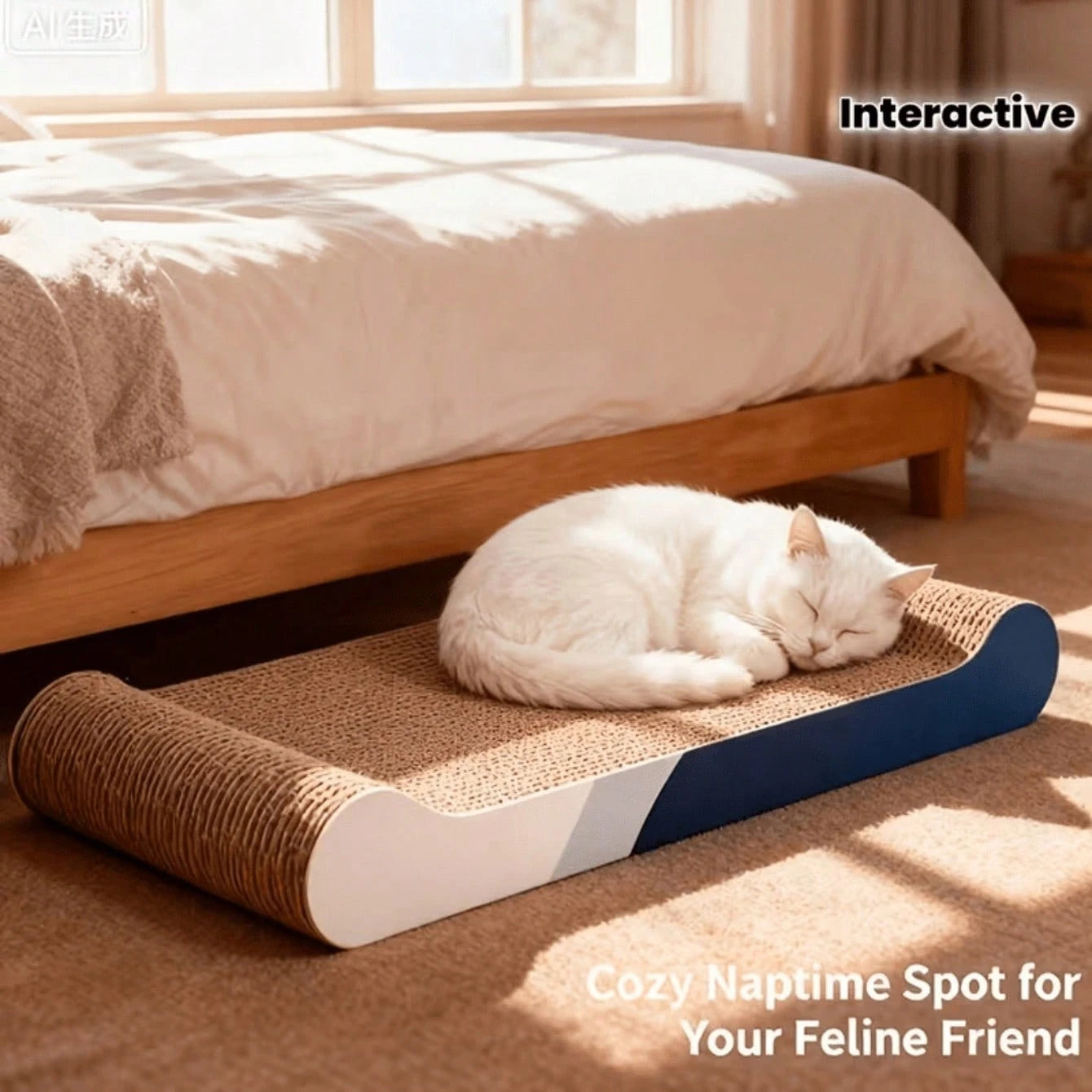 Extra Large Cardboard Cat Scratching Bed | Durable Cat Scratcher & Lounge for Indoor Cats
