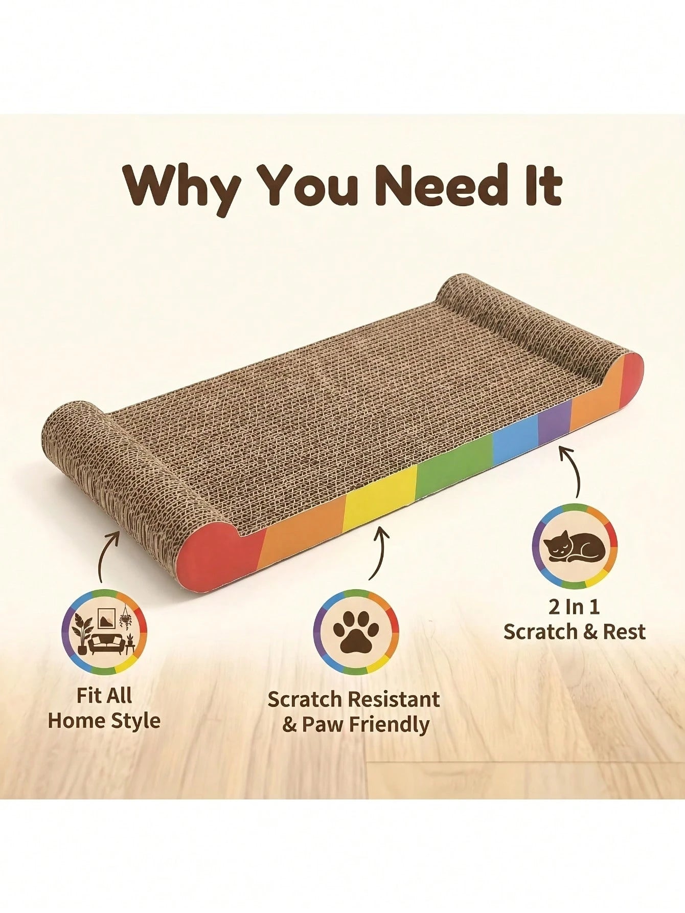 Extra Large Cardboard Cat Scratching Bed | Durable Cat Scratcher & Lounge for Indoor Cats