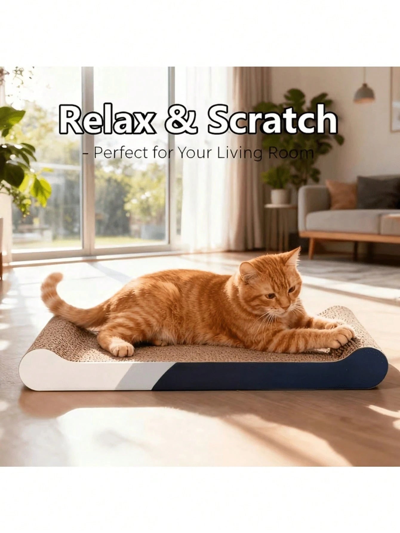 Extra Large Cardboard Cat Scratching Bed | Durable Cat Scratcher & Lounge for Indoor Cats
