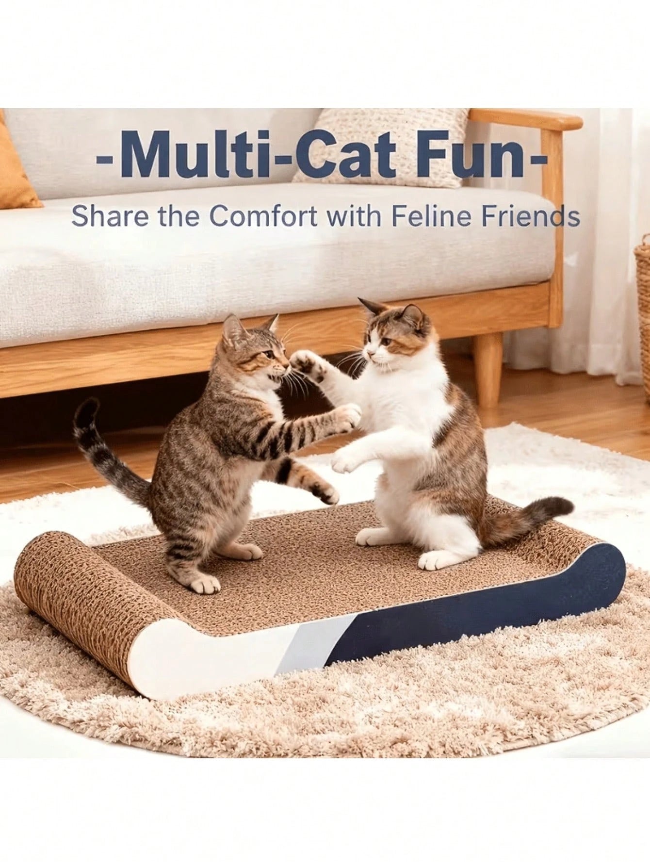 Extra Large Cardboard Cat Scratching Bed | Durable Cat Scratcher & Lounge for Indoor Cats