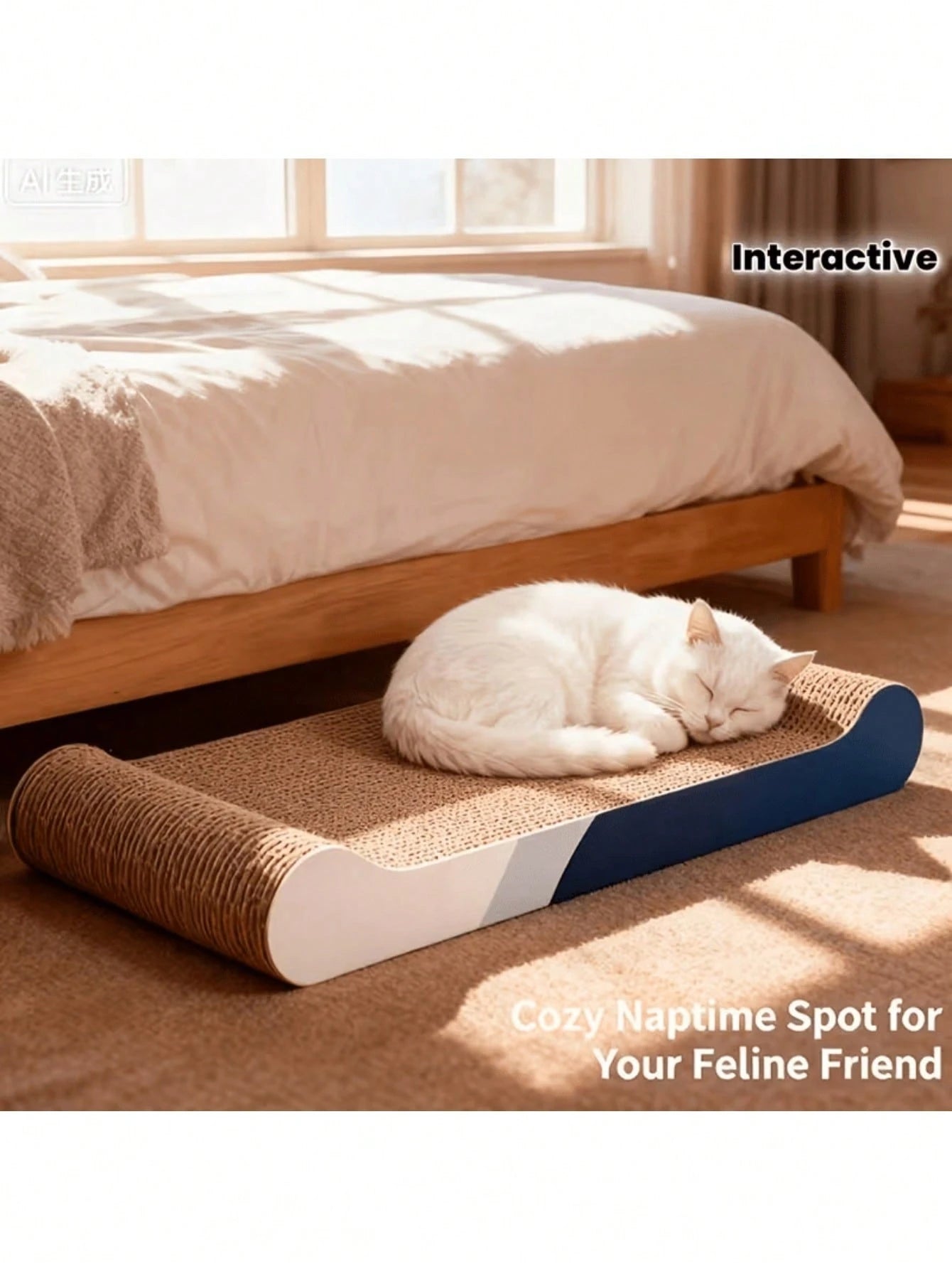 Extra Large Cardboard Cat Scratching Bed | Durable Cat Scratcher & Lounge for Indoor Cats