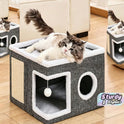 Luxury Cat Bed House | Foldable 2-Layer Sisal Cat Mansion