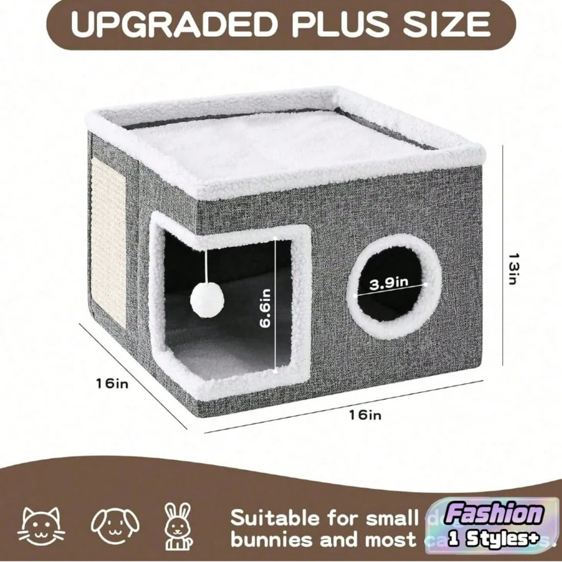 Luxury Cat Bed House | Foldable 2-Layer Sisal Cat Mansion