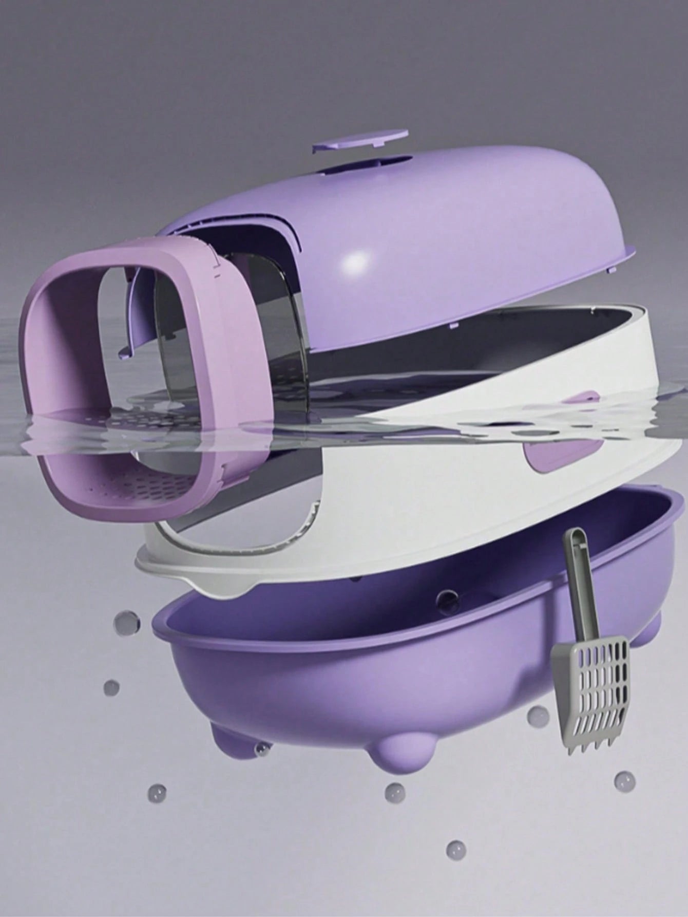 Cat Litter Box with Lid & Scoop | Odor Control, Easy to Clean