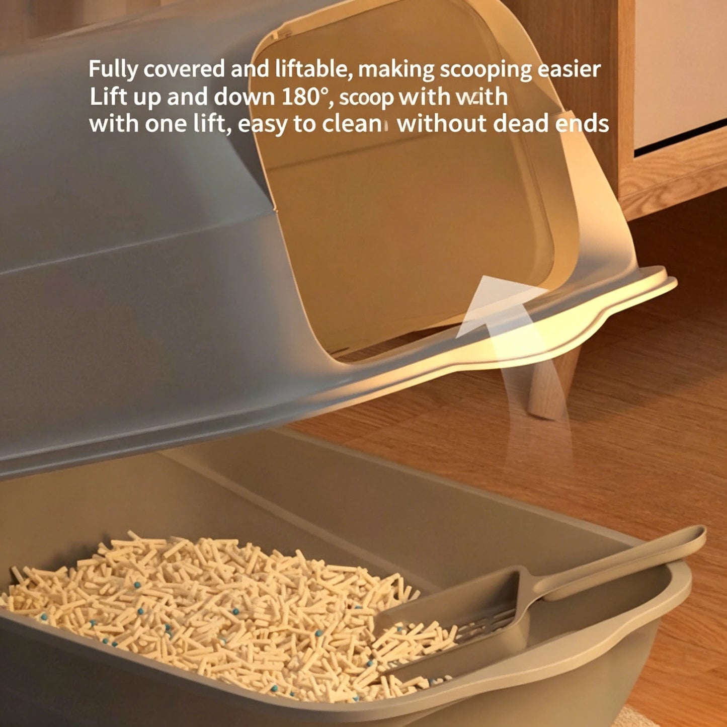 Large Enclosed Cat Litter Box with Lid & Scoop | Odor Control