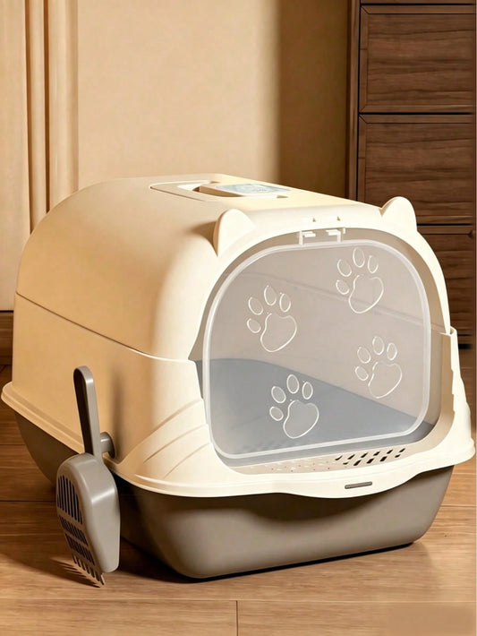 Large Enclosed Cat Litter Box with Lid & Scoop | Odor Control