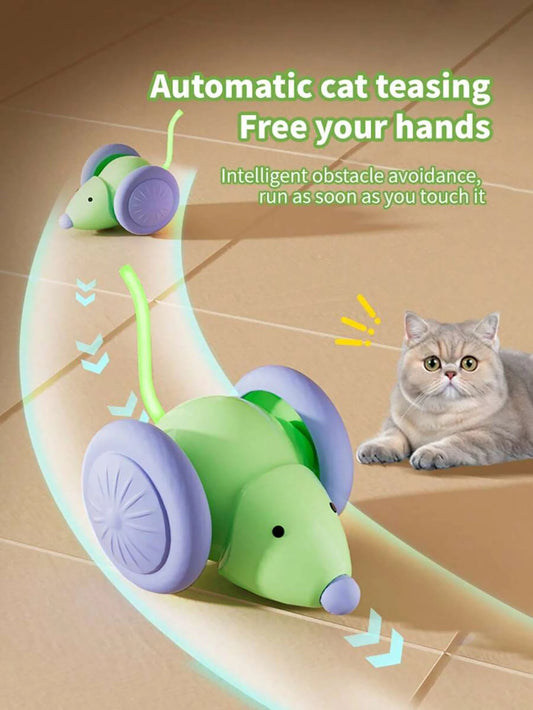 USB Rechargeable Interactive Cat Toy | Automatic Moving Mouse with Obstacle Avoidance