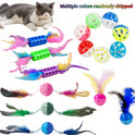 8PCS Cat Feather Ball Toy Set | Interactive Chase Toys for Indoor Cats