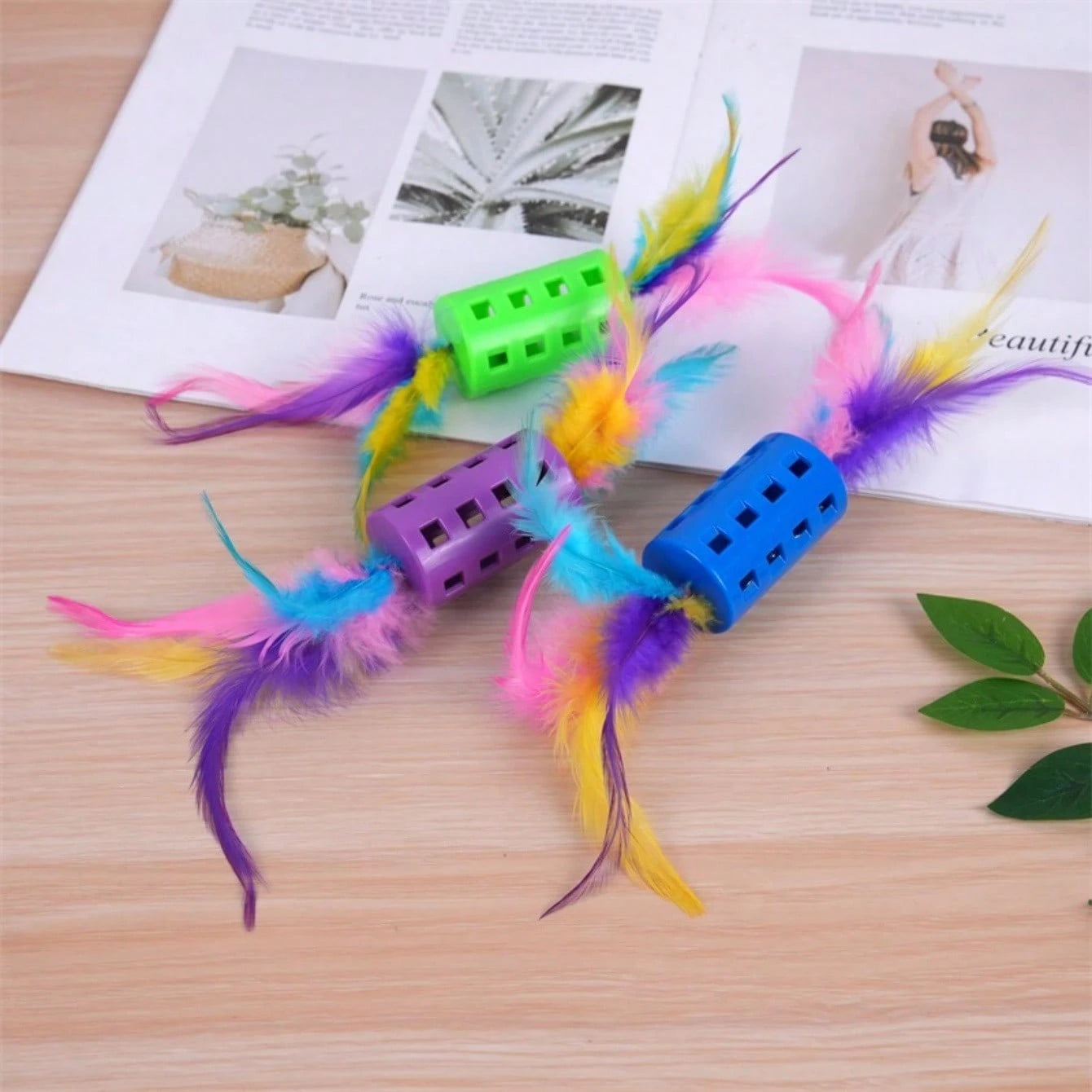 8PCS Cat Feather Ball Toy Set | Interactive Chase Toys for Indoor Cats